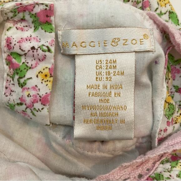 Maggie and Zoe Easter Spring Floral Pink Lace Green Yellow Flowers Dress - Picture 8 of 10